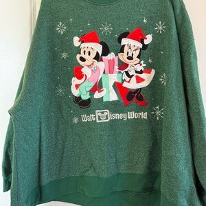 Disney Green Holiday Mickey & Minnie Sweatshirt
